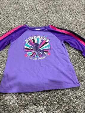 Girls' Purple 'Kindness Is The Coolest' Long Sleeve Tee with Unicorn Graphic